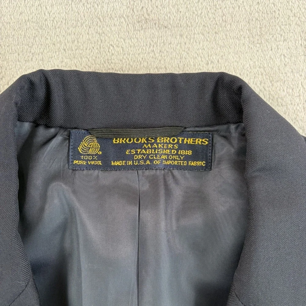 Vintage‎ 80s Brooks Brothers Blazer Sport Coat Black Wool 3 Button Men 44R USA